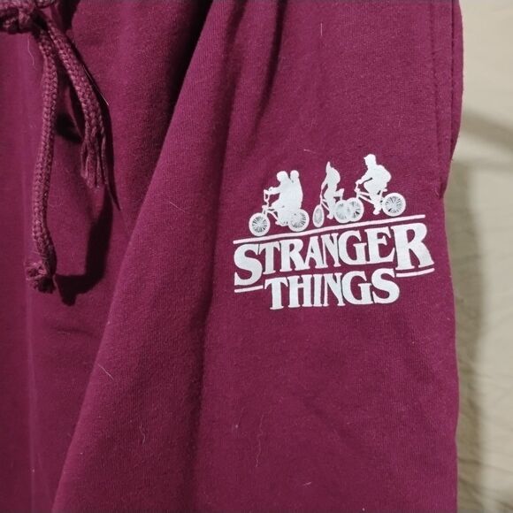 Stranger Things Maroon Jogger Sweatpants – Netflix Logo Lounge Pants - Picture 5 of 5